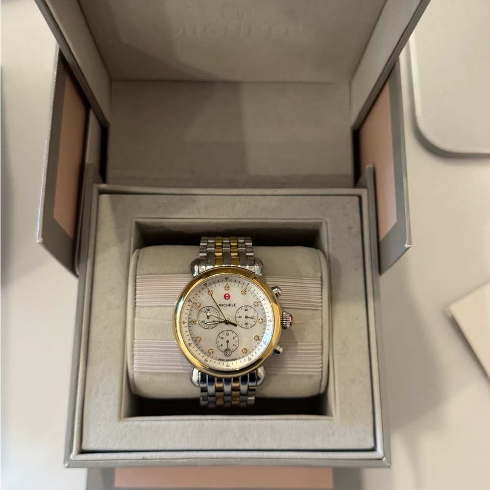 Michele Gold and Silver Chronograph Watch